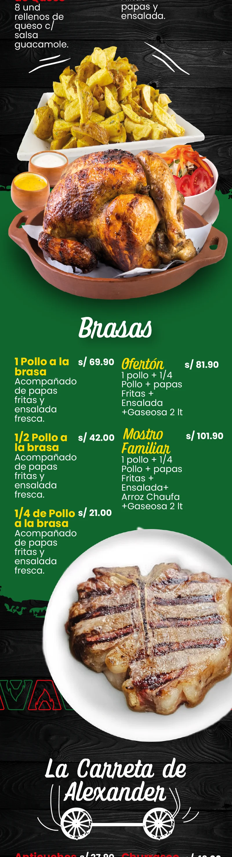 Carta Alexander Brasas & Grill | Tacna