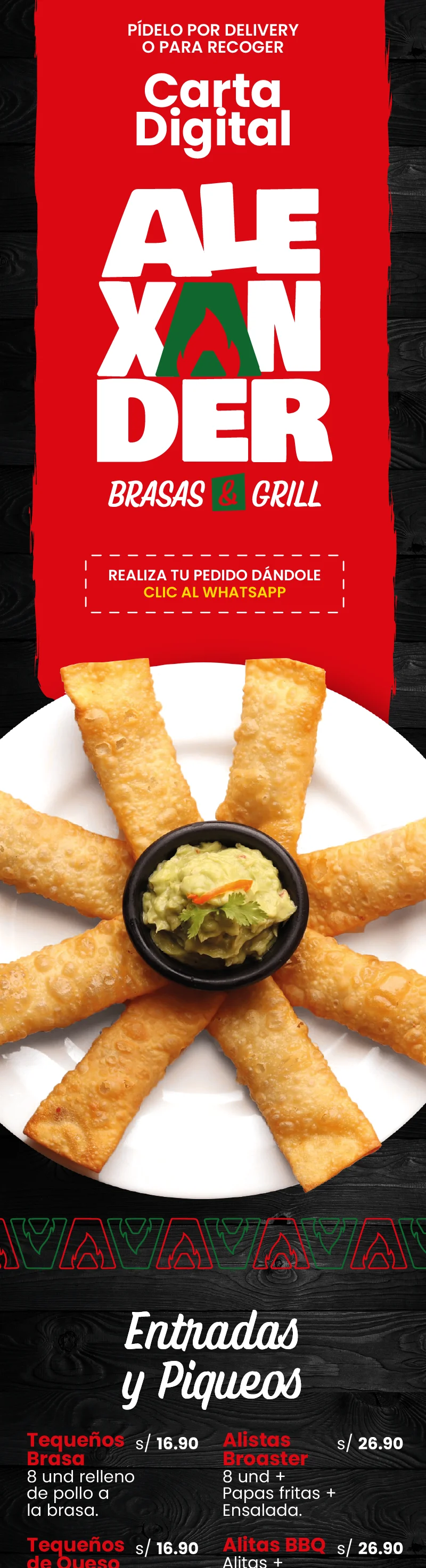 Carta Alexander Brasas & Grill | Tacna