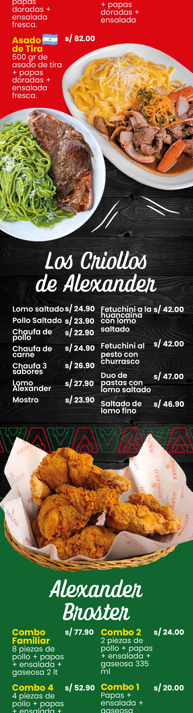 Carta Alexander Brasas & Grill | Tacna